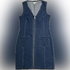 Calvin Klein Denim Zip Up Dress Ladies Small